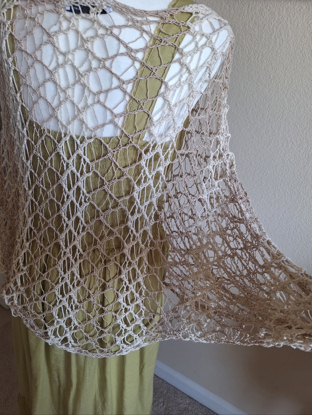 Zara Crochet Open-Weave Neutral Cover-Up - Picture 6 of 7